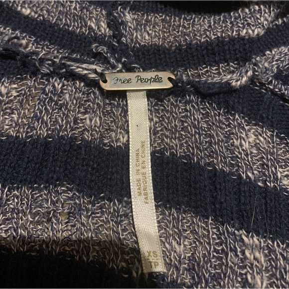 Free People Forget Me Knot Navy Striped Duster Cardigan - Picture 3 of 9
